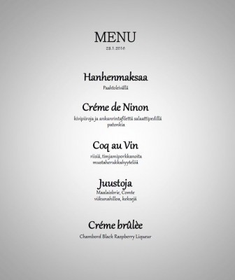 Menu 24.1.2016